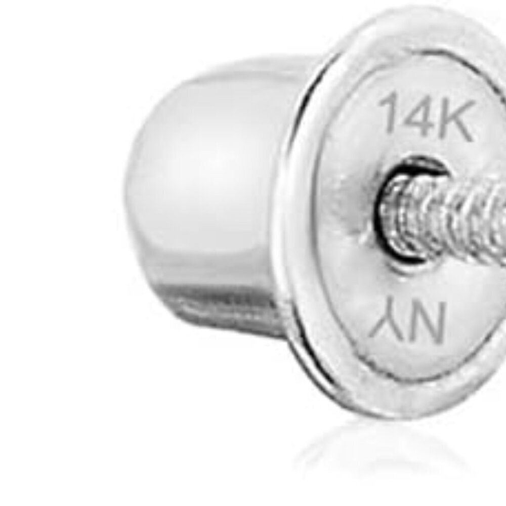 14k White Gold Ball Stud Earrings 3mm Secure Screw-Backs Lightweight